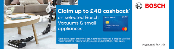 Bosch Claim up to £40 cashback on selected Vacuums and Small Appliances