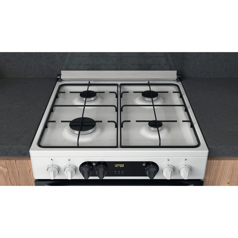 Hotpoint HDM67G9C2CW 60cm Dual Fuel Cooker with Double Oven White