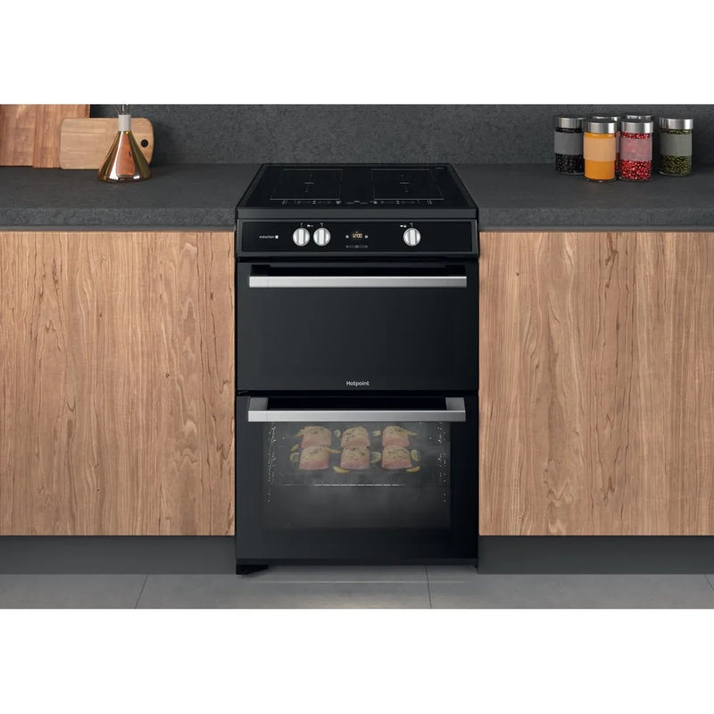 Hotpoint HDT67I9HM2C 60cm Electric Double Cooker with Induction Hob Black