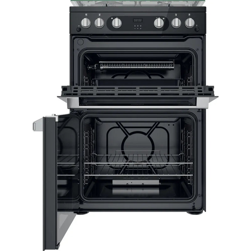 Hotpoint HDM67G0C2CB 60cm Double Gas Cooker Black