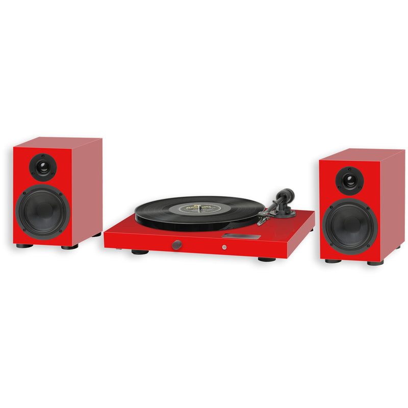 Pro-Ject Juke Box E1 Turntable Set with Speaker Box 5 Speakers Red