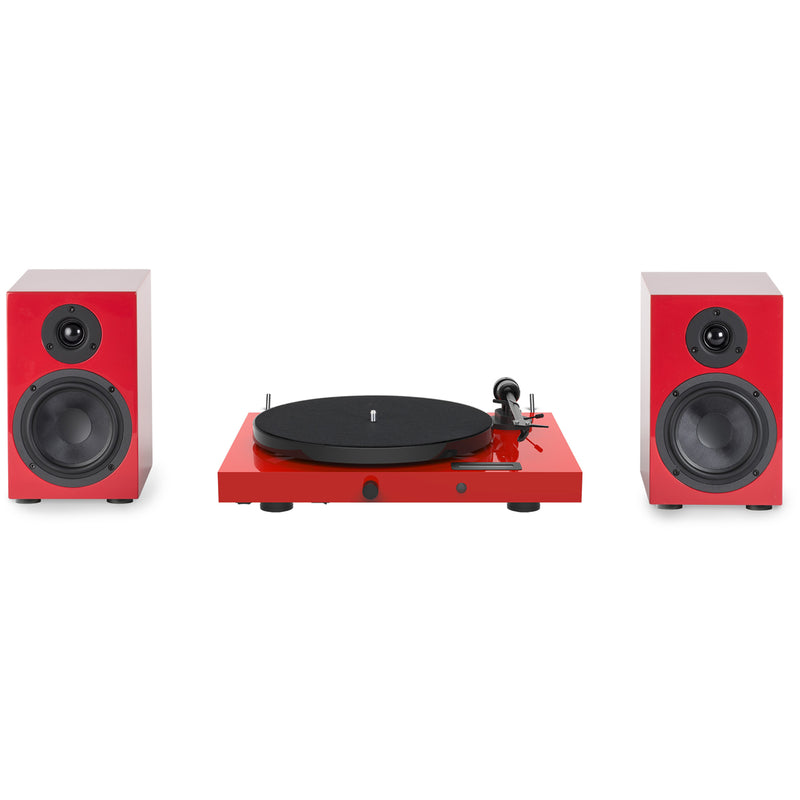 Pro-Ject Juke Box E1 Turntable Set with Speaker Box 5 Speakers Red
