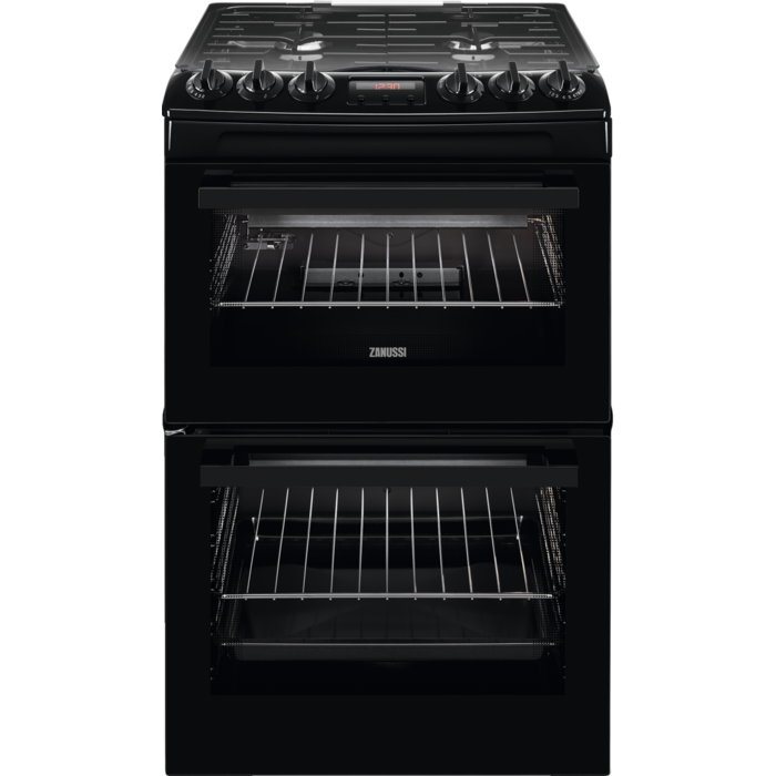 Zanussi ZCG43250BA Gas Cooker with Double Oven Black