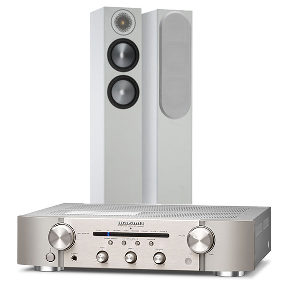 Marantz PM6007 Integrated Amp Silver Gold With Monitor Audio Bronze 200  Speakers White Online UK - FREE Delivery