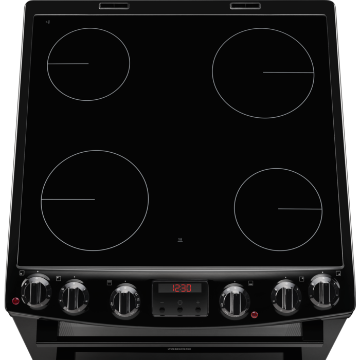 Zanussi ZCV66250BA Ceramic Electric Cooker with Double Oven Black