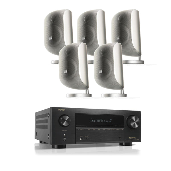 DENON AVCX3800H 8K AV Receiver Bundle With Bowers & Wilkins M-1 Satellite Speaker Black 5.0 System White