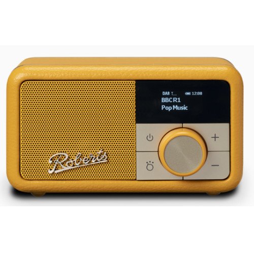 Roberts Revival Petite DAB DAB+ FM RDS digital radio rechargeable batteries USB charge Sunburst Yellow