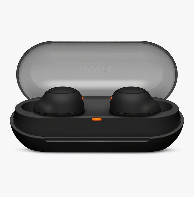 Sony WFC500 Truly Wireless Headphones Black Case Open