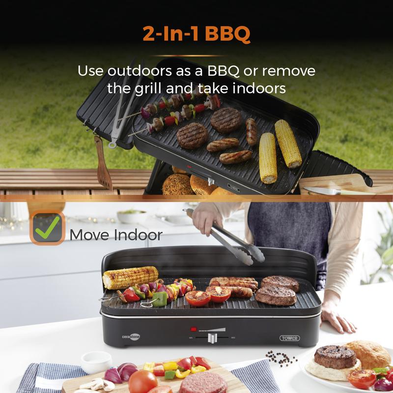 Tower T14028 2200W Indoor And Outdoor Electric BBQ Grill