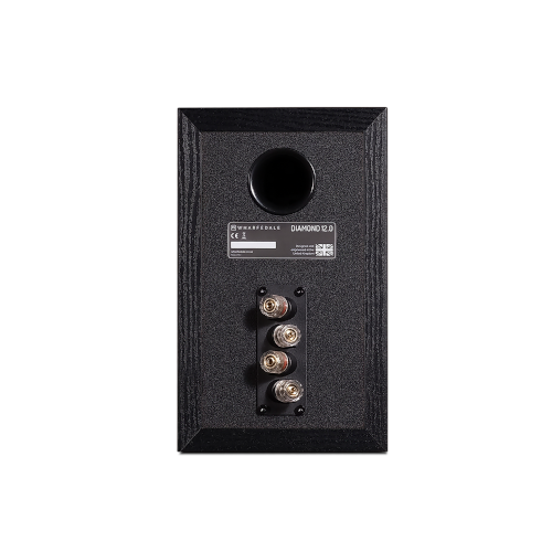 Wharfedale Diamond 12.0 Compact 2 way Bookshelf speaker with rear port (Pair) Black Oak Back