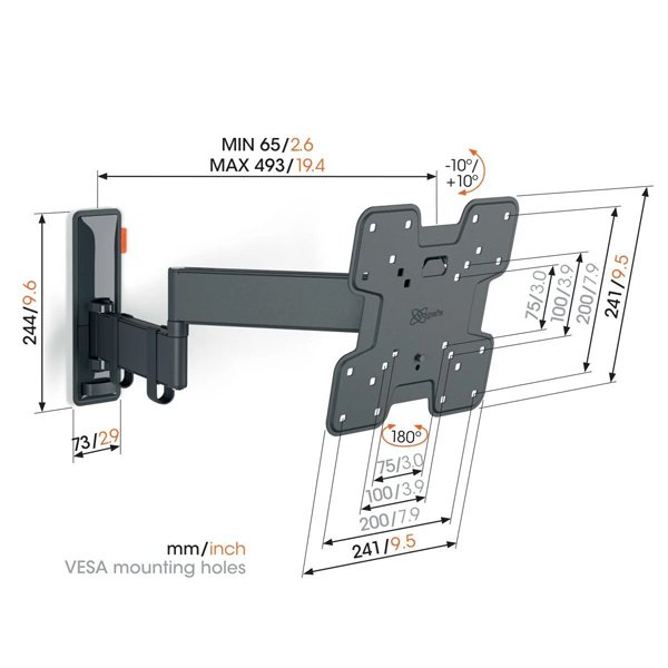 Vogels TVM 3245 Full-Motion TV Wall Mount  for TVs from 19 to 43 inches black