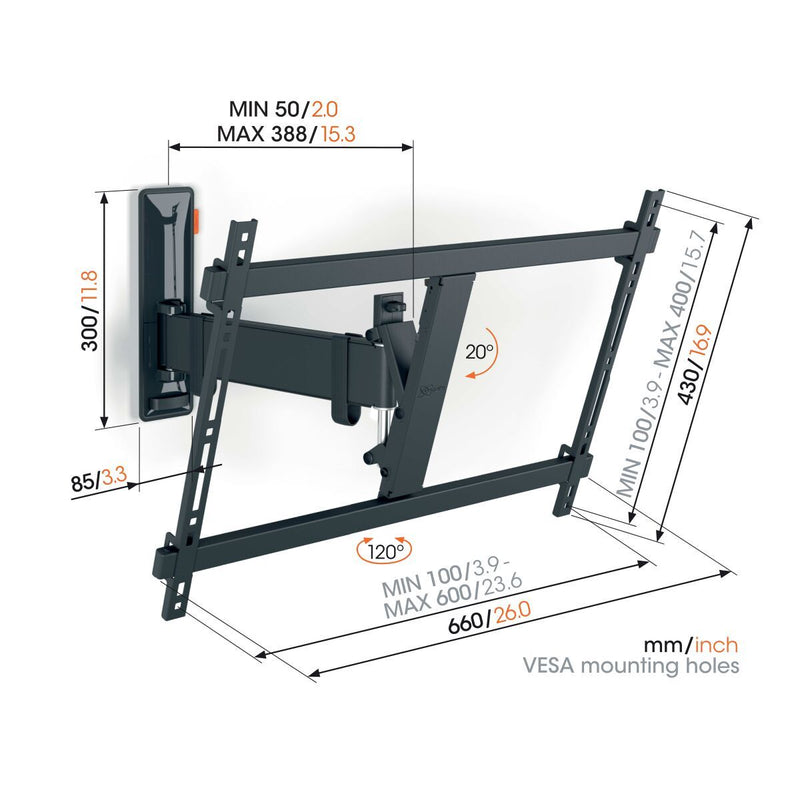 Vogels TVM 3625 Full-Motion TV Wall Mount for TVs from 40 to 77 inches Specs