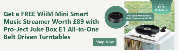 Get a FREE WiiM Mini Streamer with the Pro-Ject Juke Box E1 Turntable