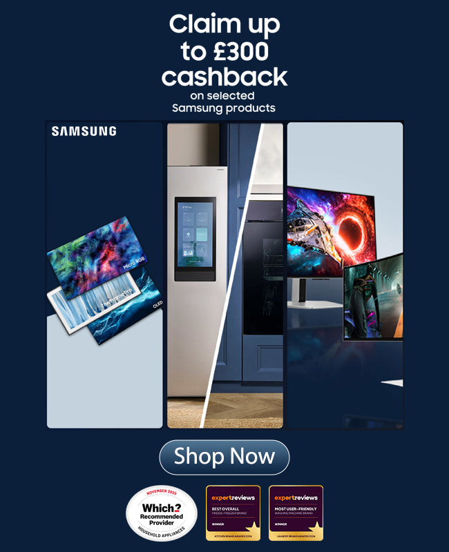 Claim up to £300 cashback on selected Samsung products