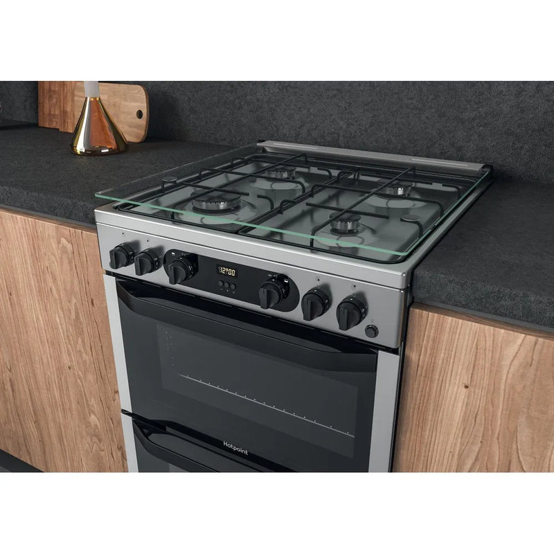 Hotpoint HDM67G0CCX 60cm Double Gas Cooker Stainless Steel