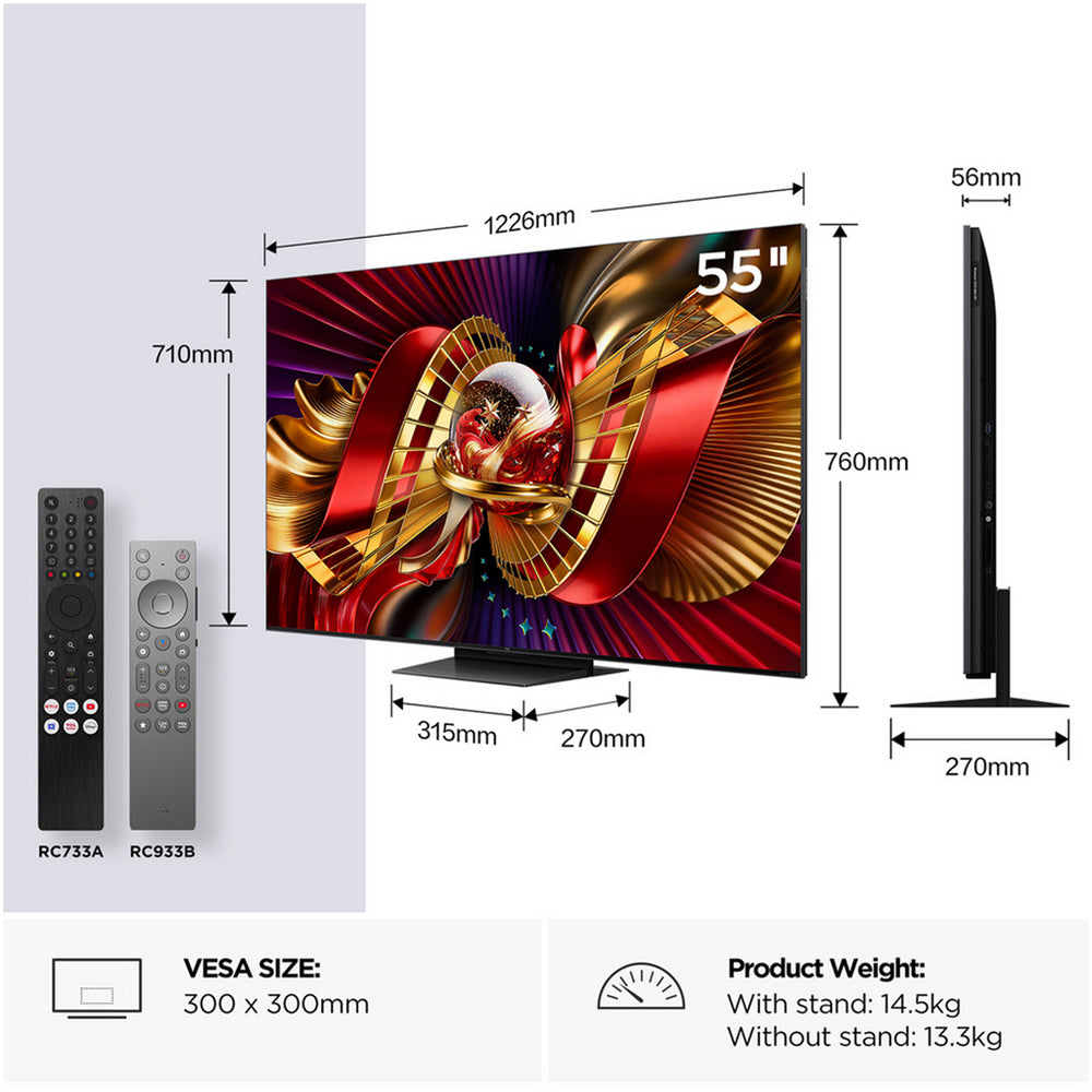 TCL 55C8L-UK 55 Inch C8L 4K Ultra HD HDR QD-Mini LED Smart Google TV 2026