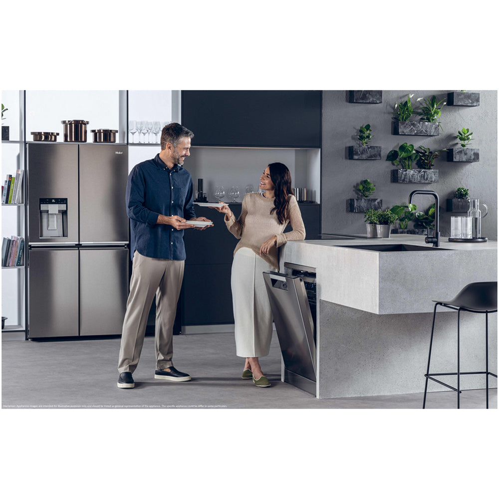 Haier XF 6B2M3BX-80 I-Pro Shine Series 5 Freestanding Dishwasher 16 Place Settings Silver