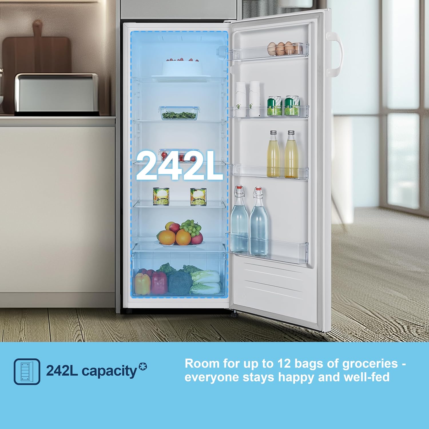 Fridgemaster MTL55242E 143cm Tall Fridge with MTZ55153E 143cm Tall Upright Freezer - White