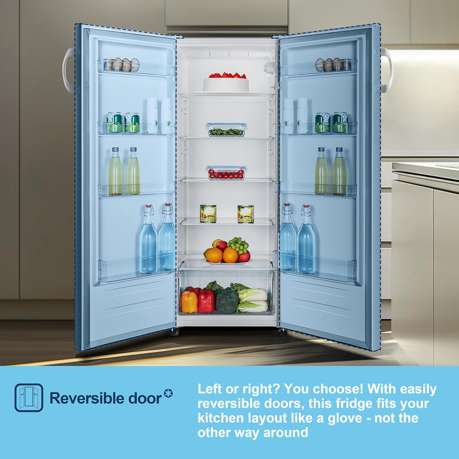 Fridgemaster MTL55242E 143cm Tall Fridge with MTZ55153E 143cm Tall Upright Freezer - White