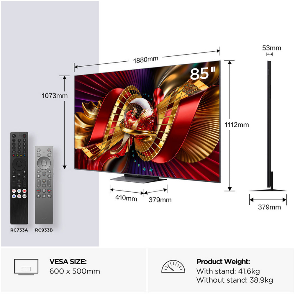 TCL 85C8L-UK 85 Inch C8L 4K Ultra HD HDR QD-Mini LED Smart Google TV 2026