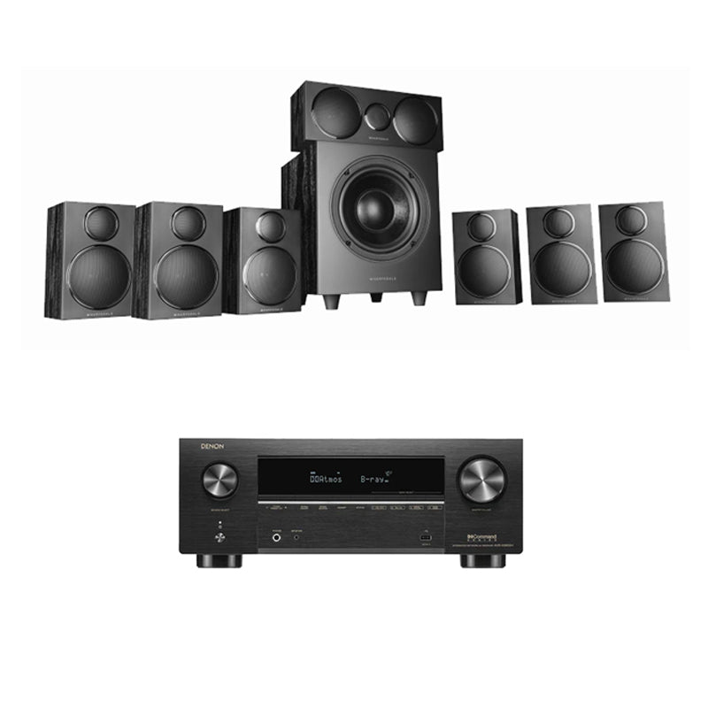 DENON AVCX3800H 8K AV Receiver With Wharfedale DX3 HCP 7.1 Speaker Package Black