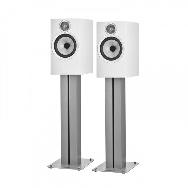 Bowers & Wilkins 606 S3 Bookshelf Speakers with FS-600 S3 Stands White