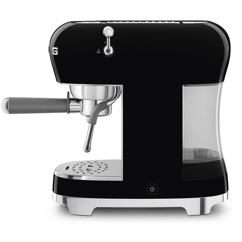 Smeg ECF02BLUK 50s Retro Style Espresso Coffee Machine with Steam Wand Black