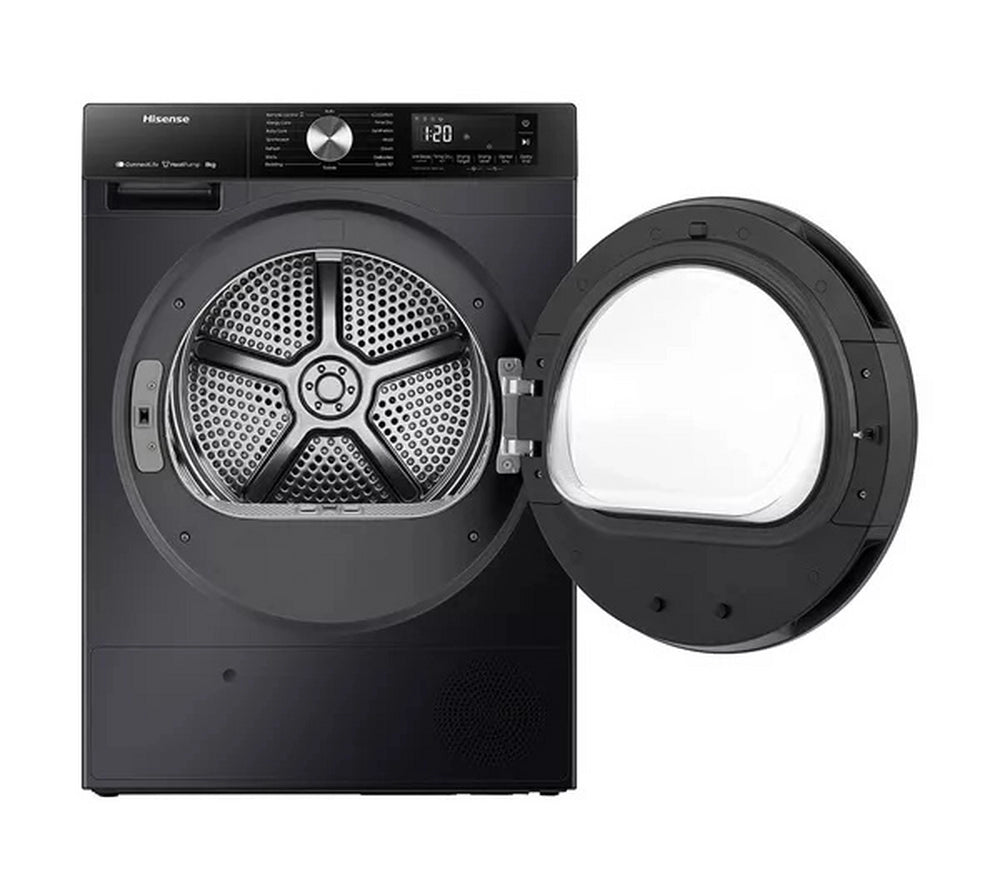 Hisense 3S Series DH3S802BB3 WiFi-enabled 8kg Heat Pump Tumble Dryer Black -  A+++ Rated