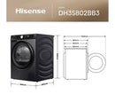 Hisense 3S Series DH3S802BB3 WiFi-enabled 8kg Heat Pump Tumble Dryer Black -  A+++ Rated