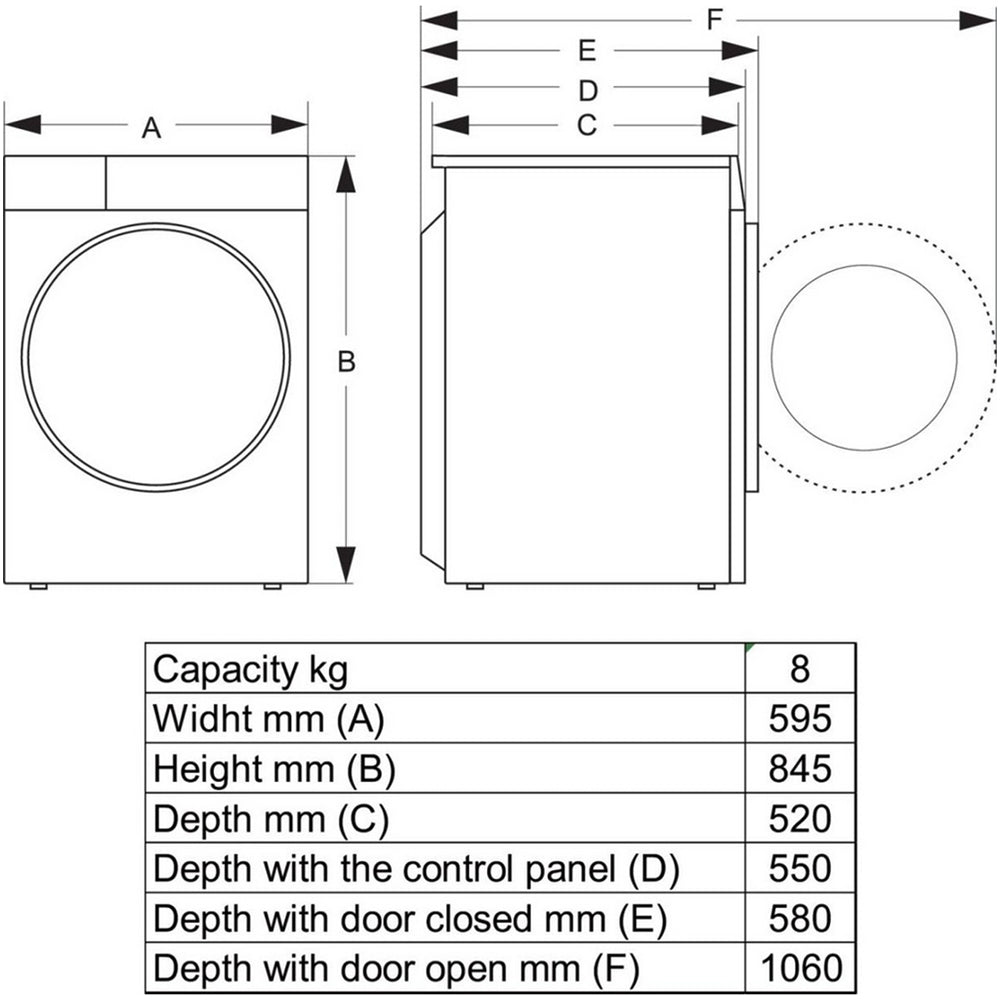 Hisense 3S Series DH3S802BW3 WiFi-enabled 8kg Heat Pump Tumble Dryer White - A+++ Rated