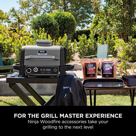 Ninja OG701UK Woodfire Electric BBQ Grill and Smoker with Stand OG701UKGRSTDKIT