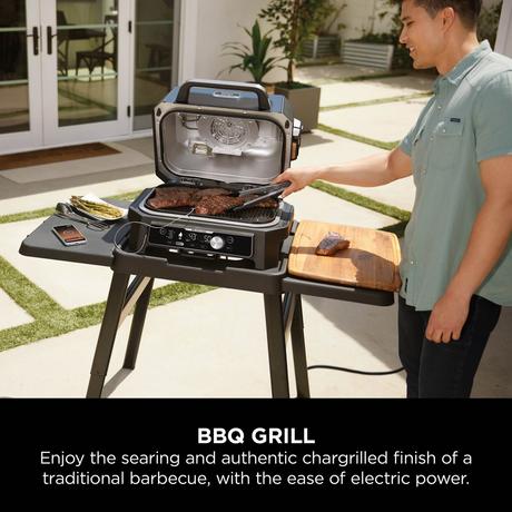 Ninja OG901UK Woodfire Pro Connect XL Electric BBQ Grill and Smoker with Stand OG901UKSTANDKIT