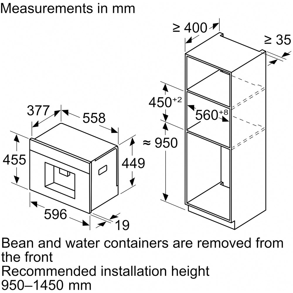 Neff CL4TT11G0 N90 Built In Compact Coffee Machine Graphite