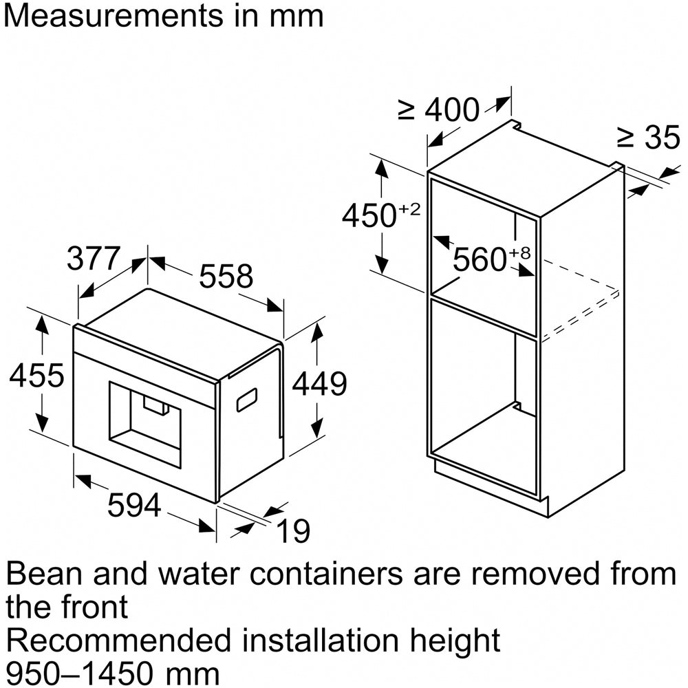 Neff CL4TT11G0 N90 Built In Compact Coffee Machine Graphite