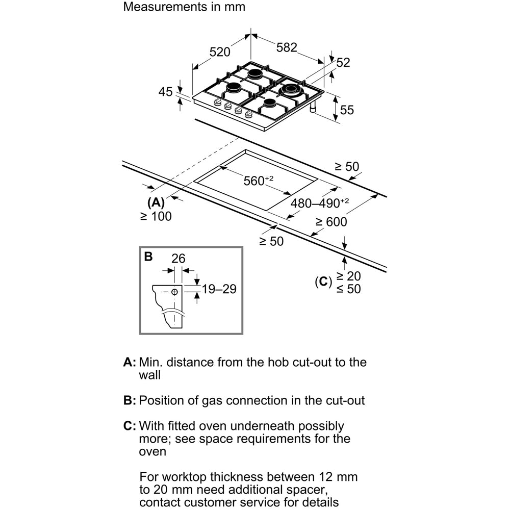 Neff T26CIH8N0 N70 Flame Select 60cm Stainless Steel Gas Hob