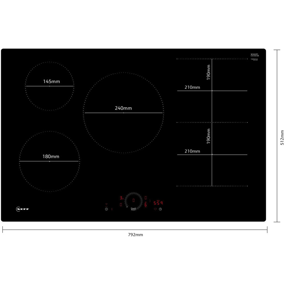 Neff T58PHW1L0 N70 80cm Flush line Combi Zone Induction Hob