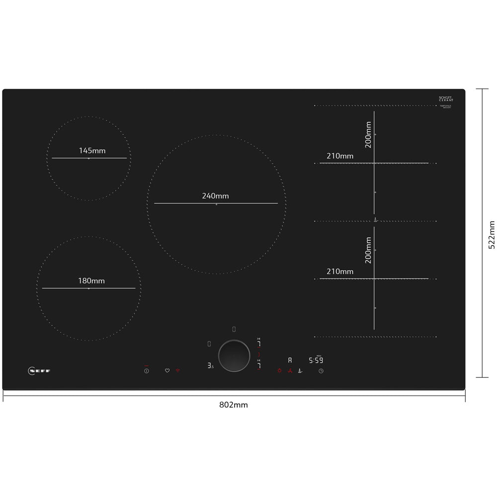 Neff T68FUV4L0 N80 80cm Flex Induction Hob with Twist Pad Control