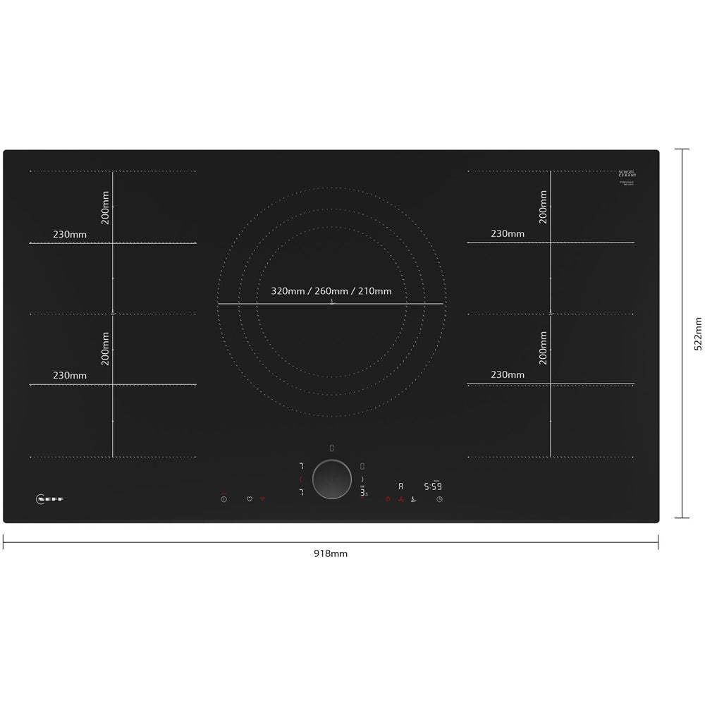 Neff T69FUV4L0 N90 90cm Flex Induction Hob with Twist Pad Control