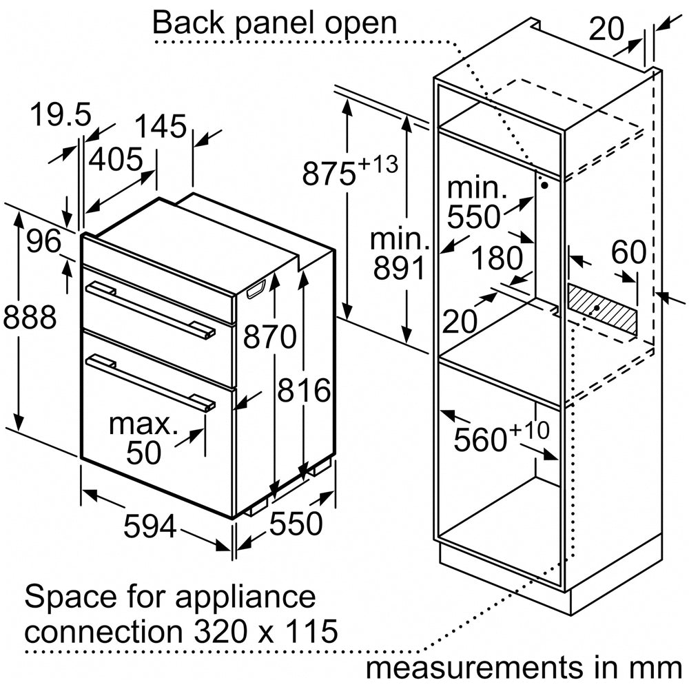 Neff U2ACH7AG7B N50 Built in Self Cleaning Electric Double Oven Graphite