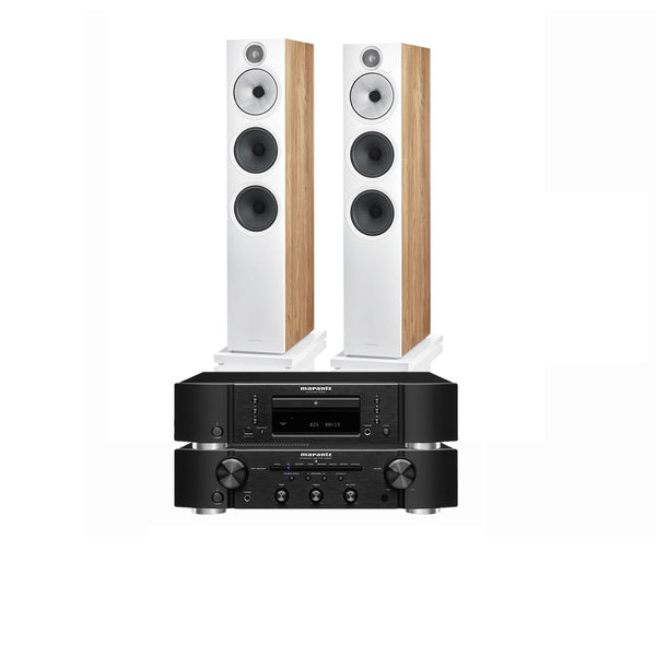Marantz PM6007 Integrated Amp & CD6007 CD Player Black with Bowers & Wilkins 603 S3 Speakers Oak