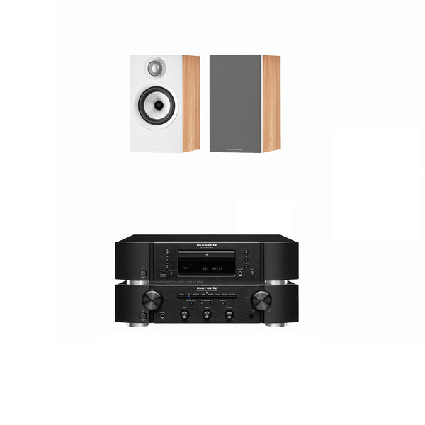 Marantz PM6007 Integrated Amp & CD6007 CD Player Black with Bowers & Wilkins 606 S3 Speakers Oak
