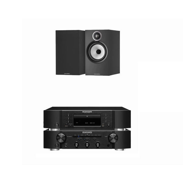 Marantz PM6007 Integrated Amp & CD6007 CD Player with Bowers & Wilkins 607 S3 Speakers Black
