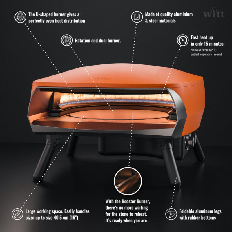 Witt Etna Rotante 16 Inches Pizza Oven with Rotating Turntable Orange