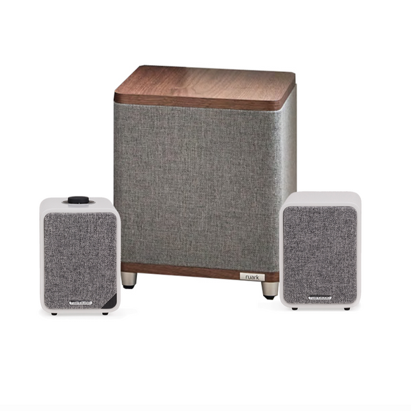 Ruark RS1 Subwoofer with MR1 Mk2 Active Bluetooth Speakers Pair Grey