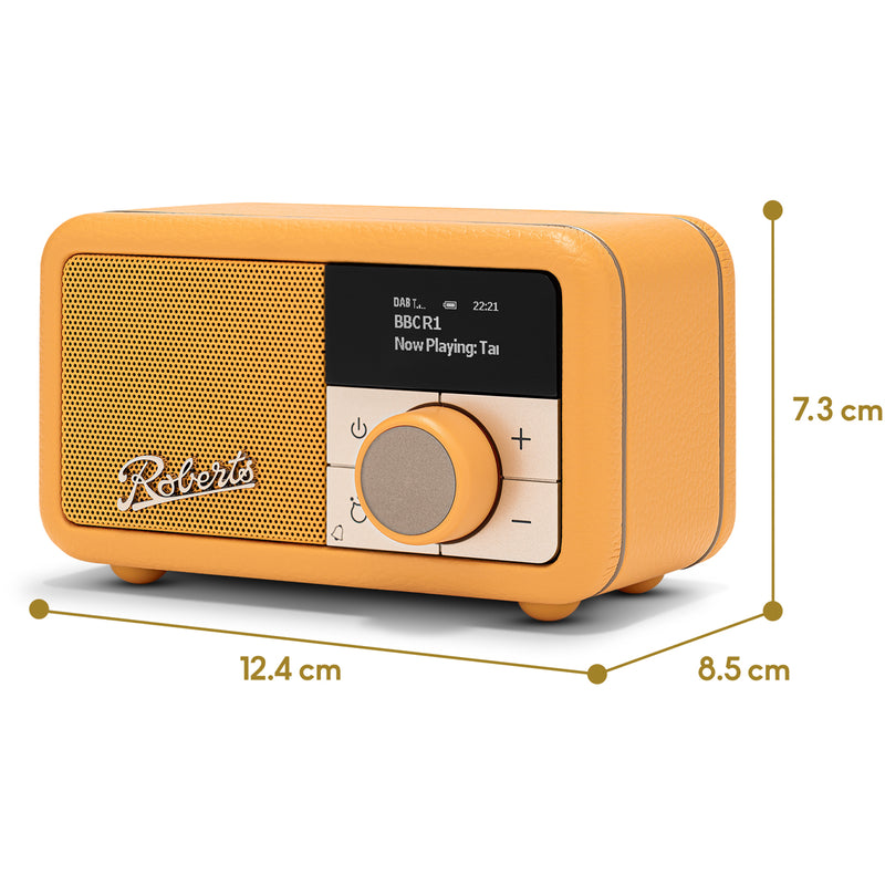 Roberts Revival Petite 2 DAB DAB+ Bluetooth Rechargeable Digital Radio Sunburst Yellow
