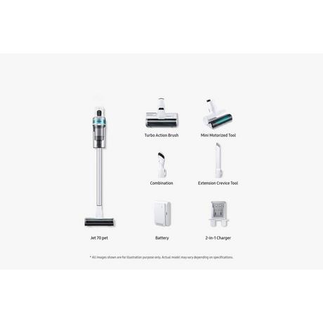 Samsung Jet 70 Pet VS15T7032R1 Cordless Stick Vacuum Cleaner Max 150W Suction Power with 40 Min Run Time