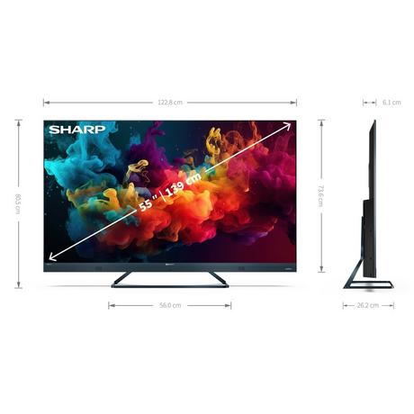 Sharp 4T-C55FQ5KM2KG 55 Inch 4K UHD Quantum Dot Frameless Smart Google TV 2024
