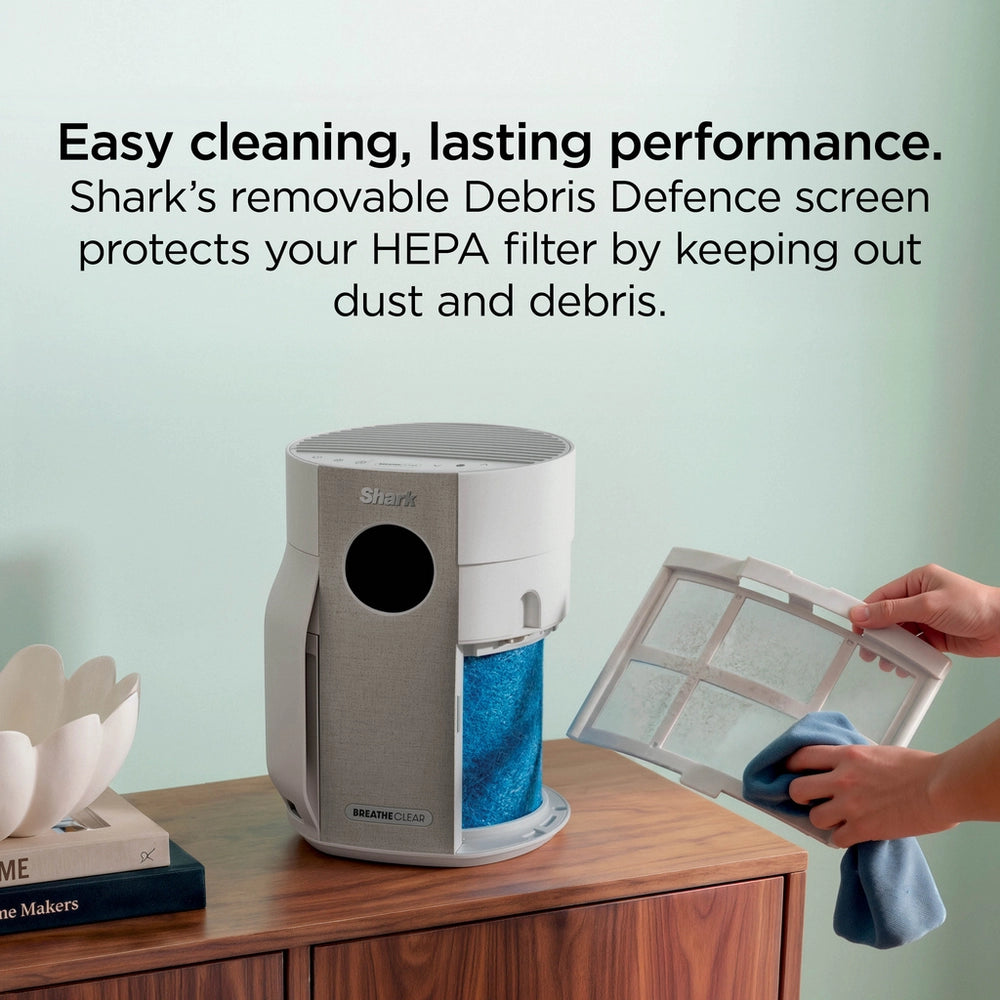 Shark HP062UK BreatheClear Compact Air Purifier with NeverChange6 - Dove