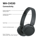 Sony WH-CH530 Wireless On-Ear Bluetooth Headphones Black
