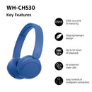 Sony WH-CH530 Wireless On-Ear Bluetooth Headphones Blue